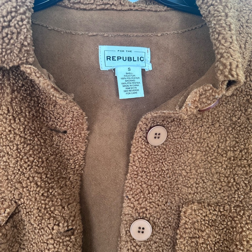For The Republic Faux-Sherpa Jacket in Chestnut Brown - Picture 2 of 3